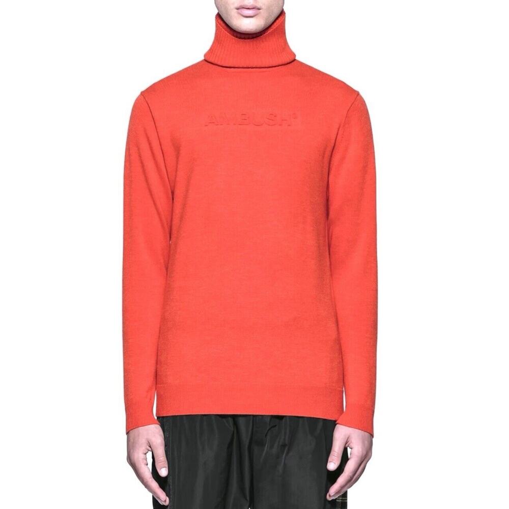 Ambush Turtleneck Knit Pullover Sweater Mens Size S Wool Blend Fitted Embossed